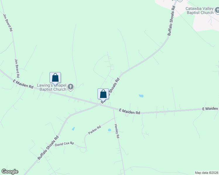 map of restaurants, bars, coffee shops, grocery stores, and more near 4616 Gray Birch Drive in Maiden