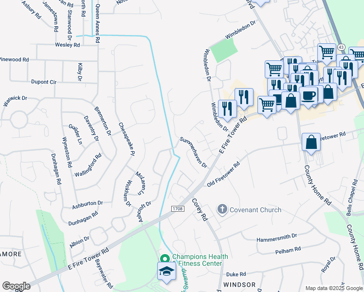 map of restaurants, bars, coffee shops, grocery stores, and more near 1993 Summerhaven Drive in Greenville