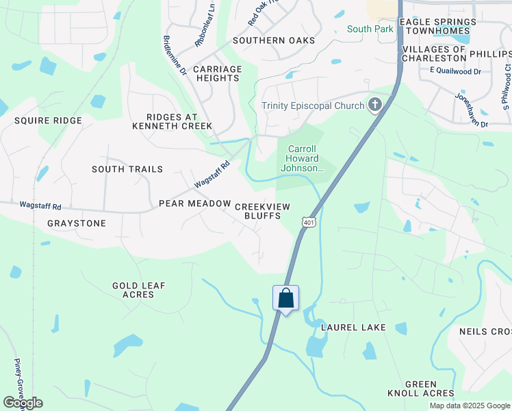 map of restaurants, bars, coffee shops, grocery stores, and more near 413 Creekbluffs Drive in Fuquay-Varina