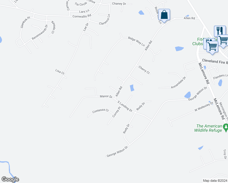 map of restaurants, bars, coffee shops, grocery stores, and more near 3801 Woodridge Court in Clayton