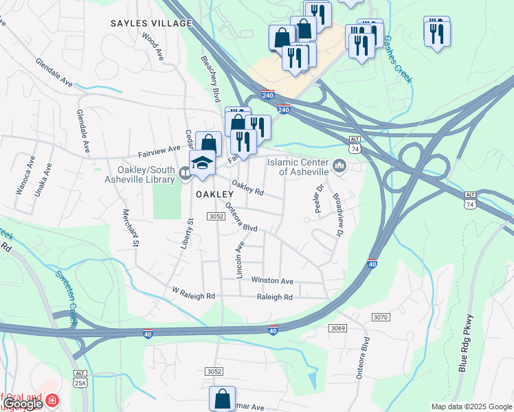 map of restaurants, bars, coffee shops, grocery stores, and more near 40 Greenwood Road in Asheville