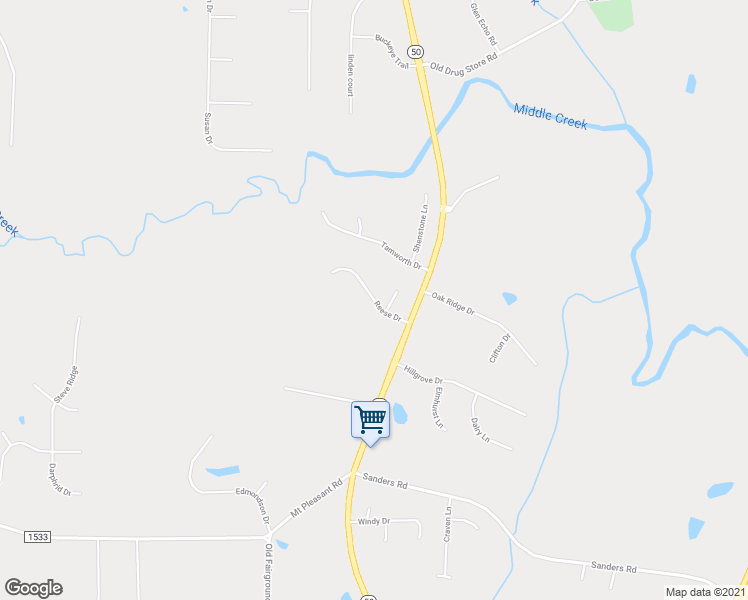 map of restaurants, bars, coffee shops, grocery stores, and more near 91 Reese Drive in Johnston County