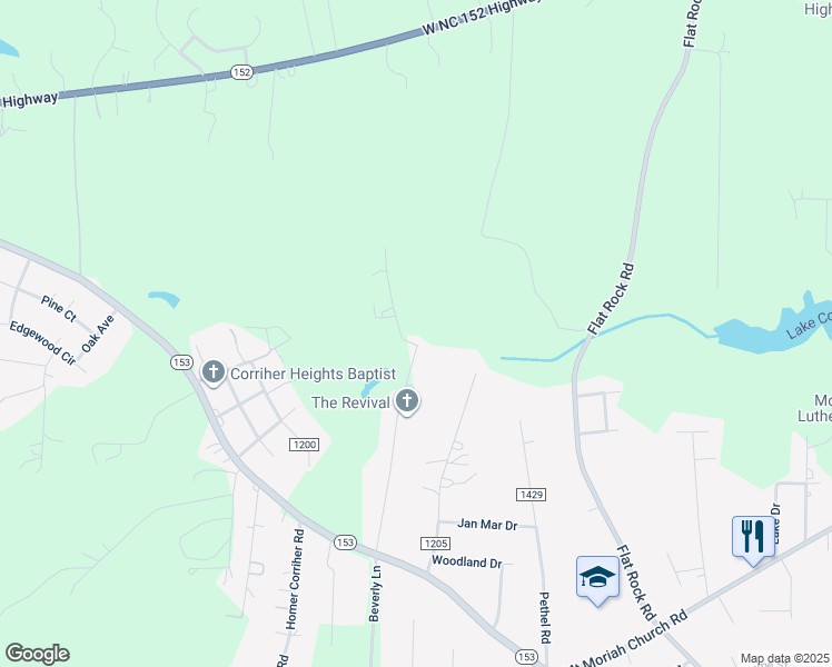 map of restaurants, bars, coffee shops, grocery stores, and more near 685 Sloop Street in China Grove