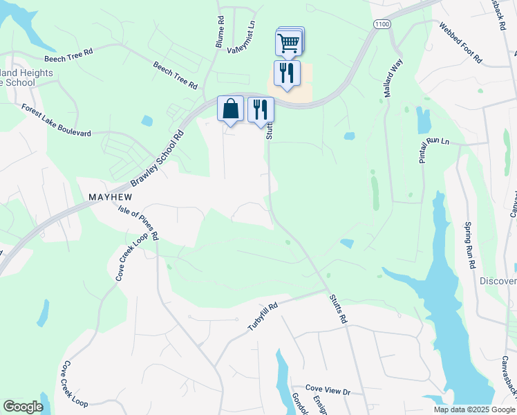 map of restaurants, bars, coffee shops, grocery stores, and more near 611 Mallard Head Ln in Mooresville
