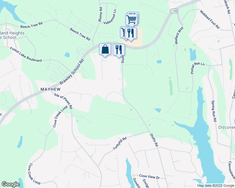 map of restaurants, bars, coffee shops, grocery stores, and more near 611 Mallard Head Ln in Mooresville