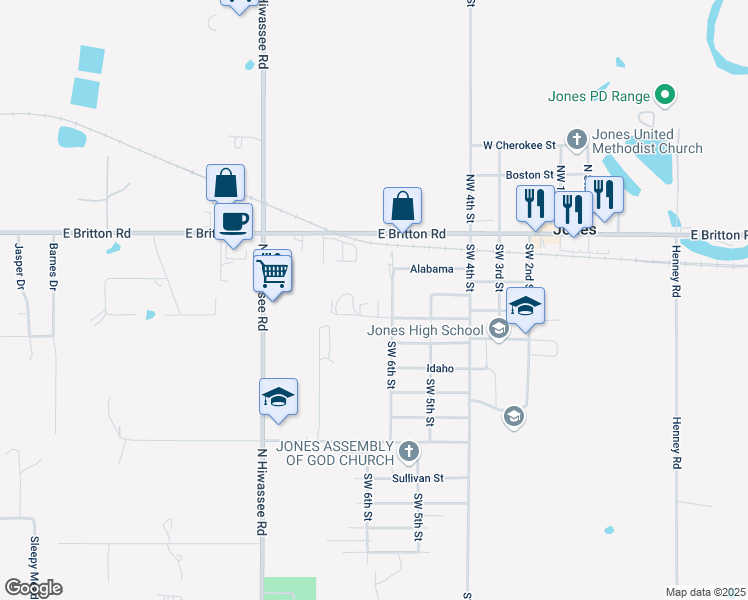 map of restaurants, bars, coffee shops, grocery stores, and more near Georgia Street in Jones