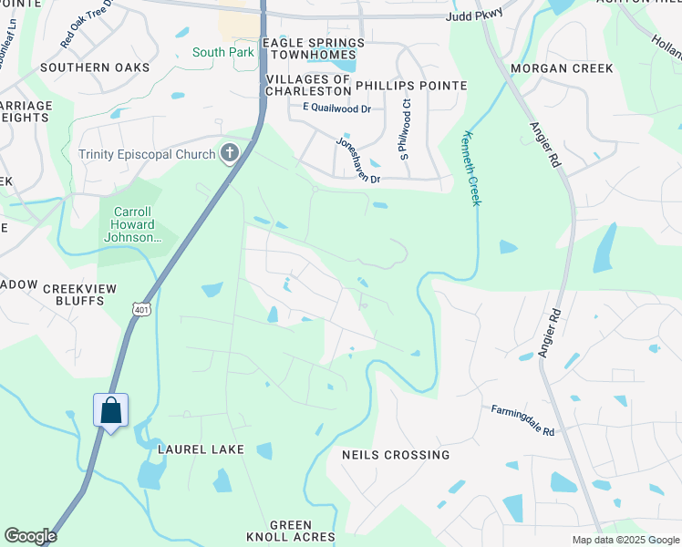 map of restaurants, bars, coffee shops, grocery stores, and more near 327 Theys Mill Way in Fuquay-Varina