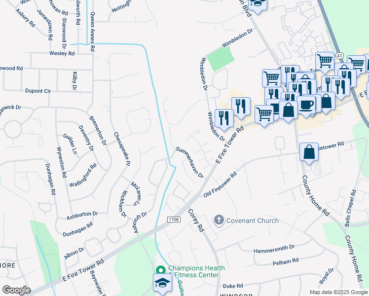 map of restaurants, bars, coffee shops, grocery stores, and more near 1993 Summerhaven Drive in Greenville