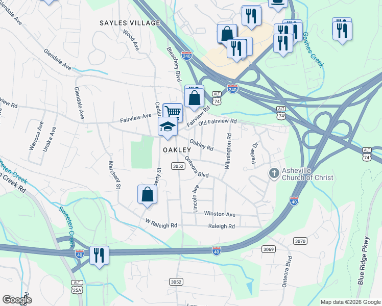 map of restaurants, bars, coffee shops, grocery stores, and more near 48 Valley View Road in Asheville