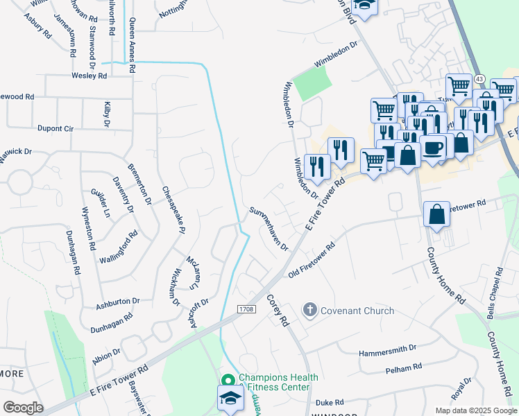 map of restaurants, bars, coffee shops, grocery stores, and more near 1993 A Summerhaven Drive in Greenville