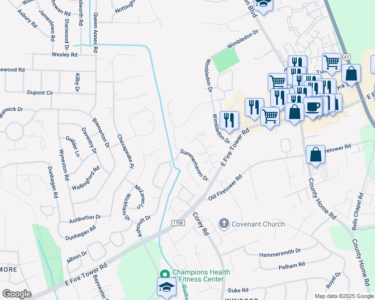 map of restaurants, bars, coffee shops, grocery stores, and more near 1993 A Summerhaven Drive in Greenville