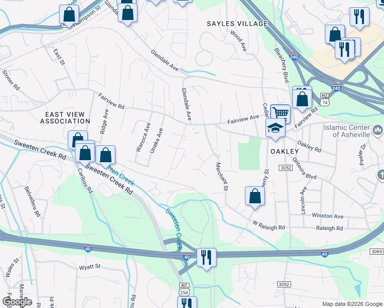 map of restaurants, bars, coffee shops, grocery stores, and more near 16 Harmon Circle in Asheville
