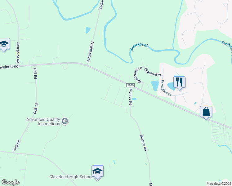 map of restaurants, bars, coffee shops, grocery stores, and more near 73 Jonalker Ct in Clayton