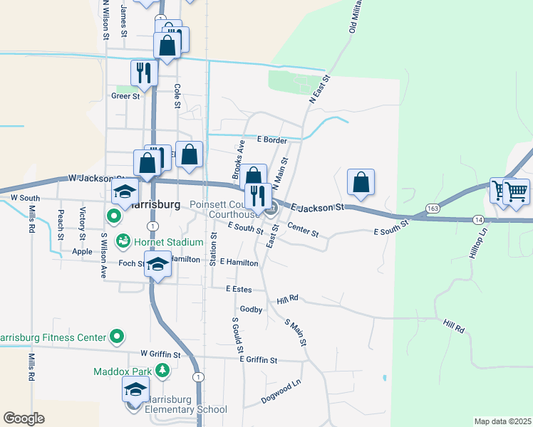 map of restaurants, bars, coffee shops, grocery stores, and more near 216 North Main Street in Harrisburg