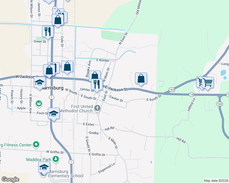 map of restaurants, bars, coffee shops, grocery stores, and more near 603 East Jackson Street in Harrisburg
