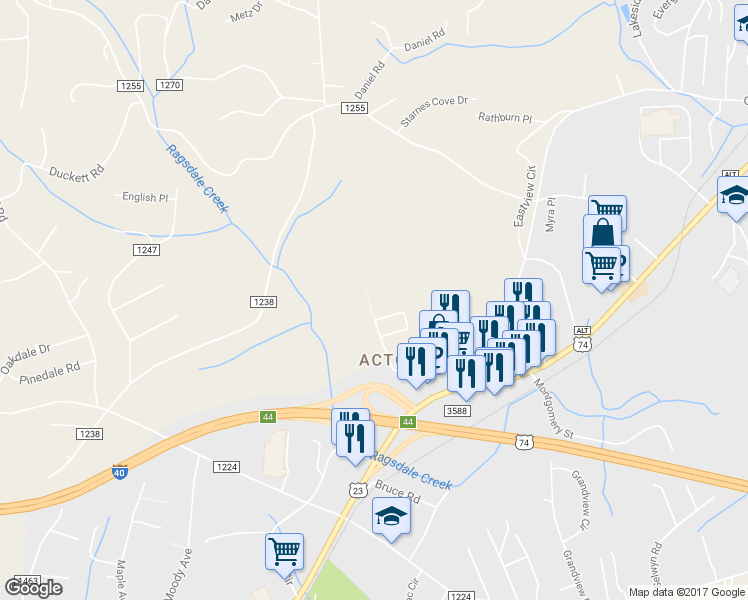 map of restaurants, bars, coffee shops, grocery stores, and more near 65 Crowell Road in Asheville