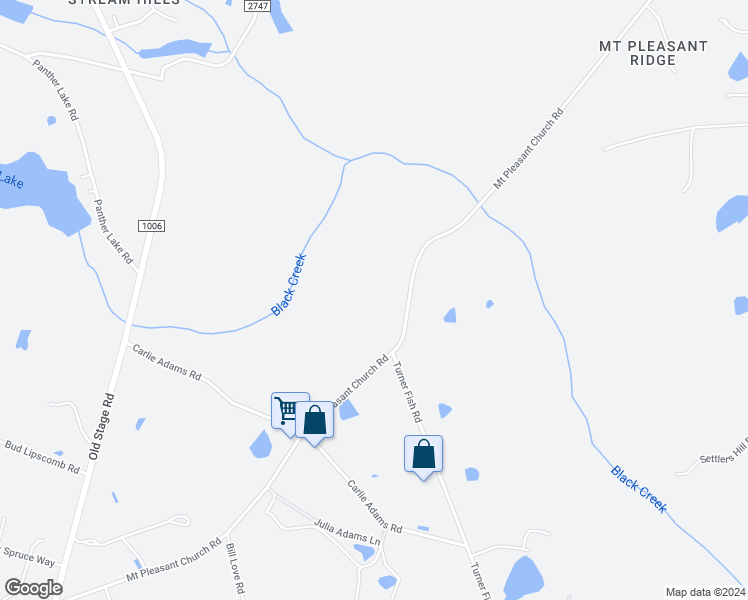 map of restaurants, bars, coffee shops, grocery stores, and more near 102 Airlie Place Lane in Angier