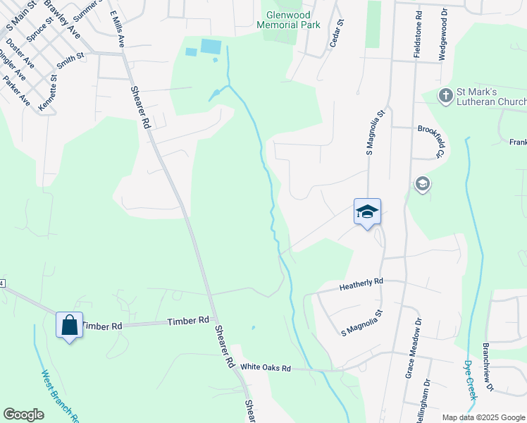 map of restaurants, bars, coffee shops, grocery stores, and more near Shearers Road in Mooresville