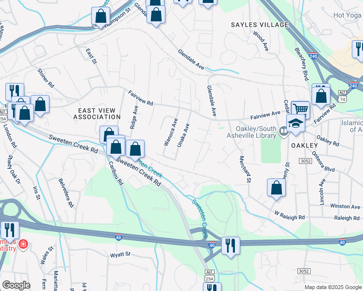 map of restaurants, bars, coffee shops, grocery stores, and more near 78 Unaka Avenue in Asheville