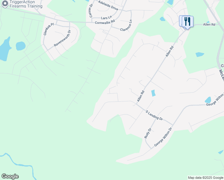 map of restaurants, bars, coffee shops, grocery stores, and more near 80 Fogleglen Drive in Clayton