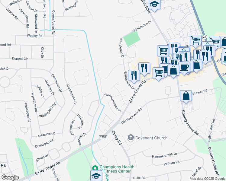 map of restaurants, bars, coffee shops, grocery stores, and more near 1993 Summerhaven Drive in Greenville
