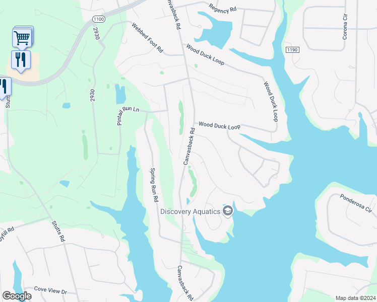 map of restaurants, bars, coffee shops, grocery stores, and more near Canvasback Road in Mooresville