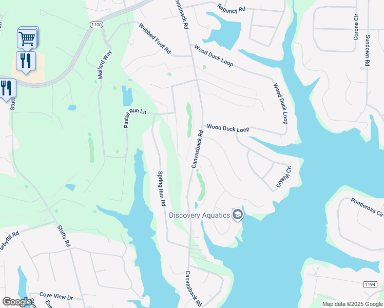 map of restaurants, bars, coffee shops, grocery stores, and more near 310 Canvasback Road in Mooresville