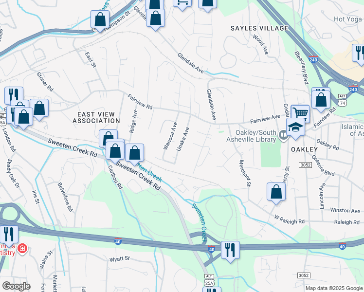 map of restaurants, bars, coffee shops, grocery stores, and more near 78 Unaka Avenue in Asheville