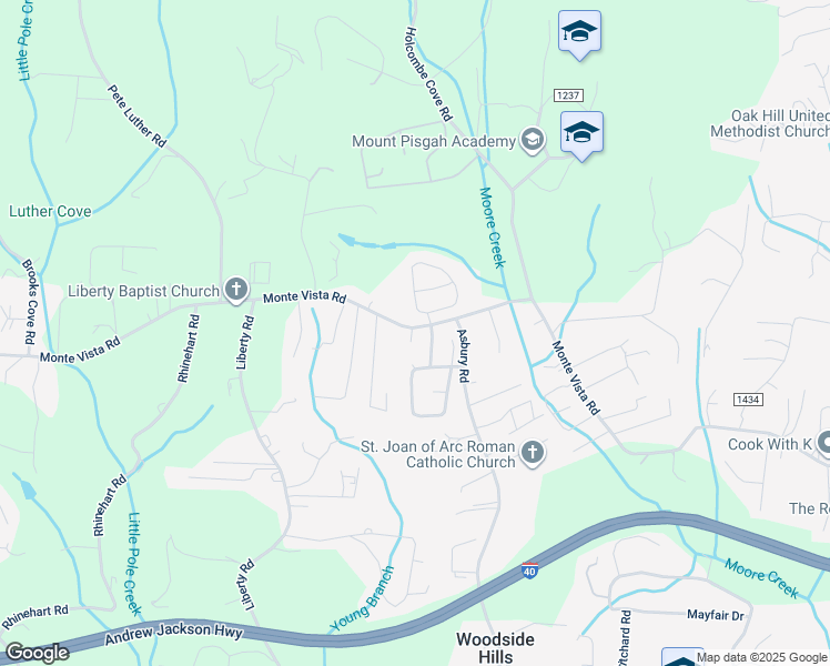 map of restaurants, bars, coffee shops, grocery stores, and more near 4 Knotty Alder Court in Candler