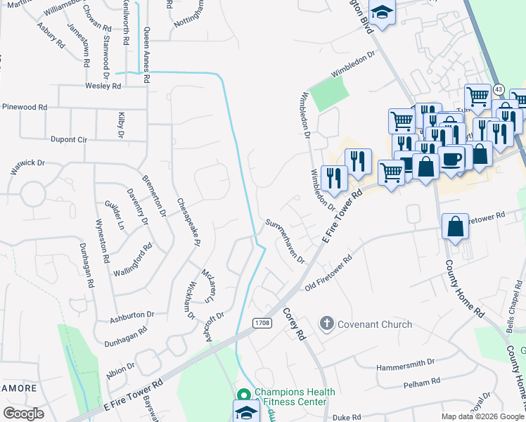 map of restaurants, bars, coffee shops, grocery stores, and more near 1809 Summerhaven Drive in Greenville