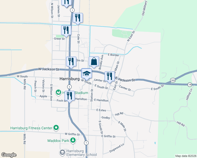 map of restaurants, bars, coffee shops, grocery stores, and more near 210 East South Street in Harrisburg