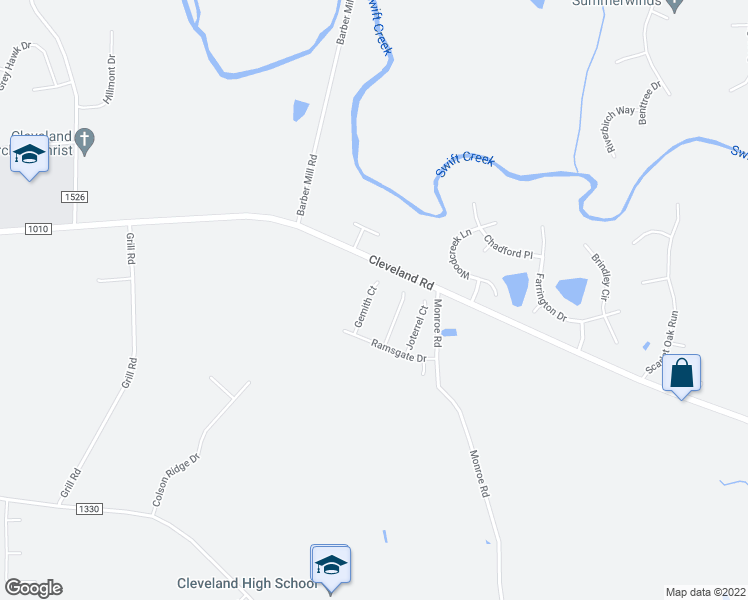 map of restaurants, bars, coffee shops, grocery stores, and more near 84 Gemith Court in Clayton