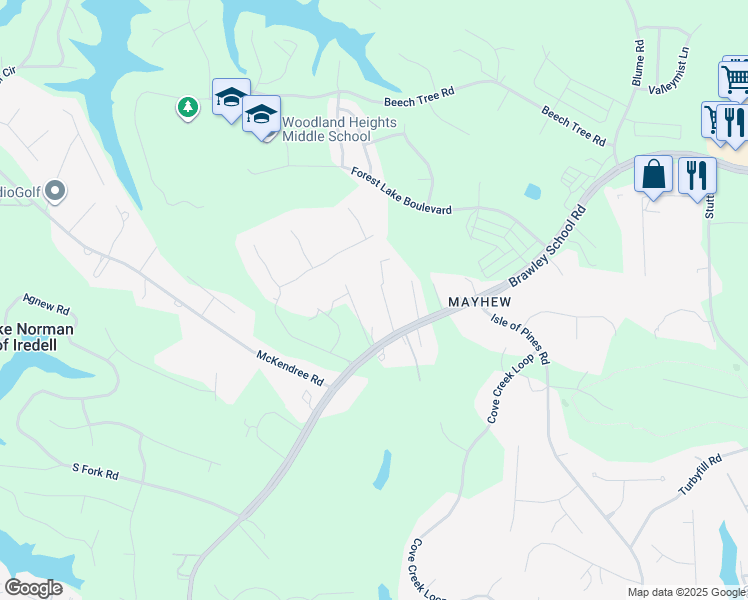 map of restaurants, bars, coffee shops, grocery stores, and more near 123 Pine Meadow Lane in Mooresville