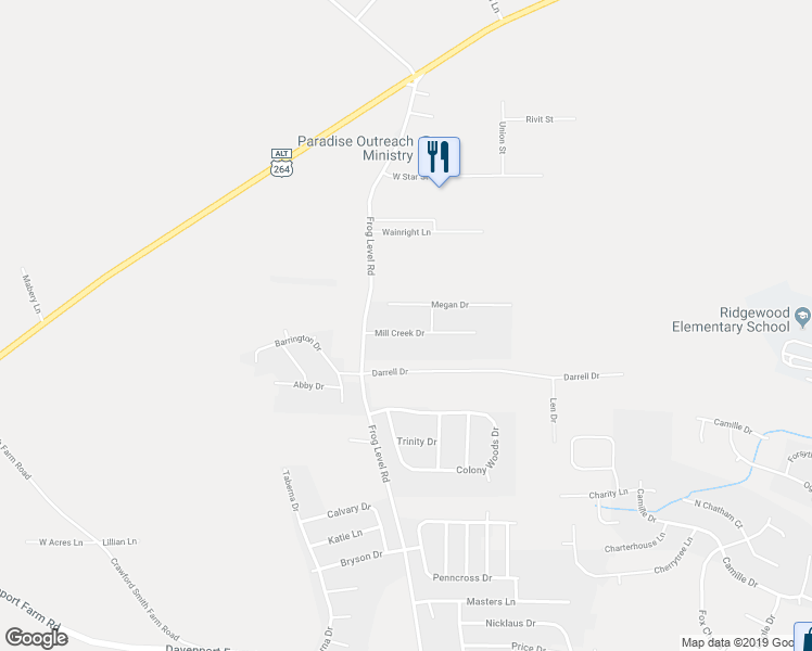 map of restaurants, bars, coffee shops, grocery stores, and more near 912 Mill Creek Drive in Greenville