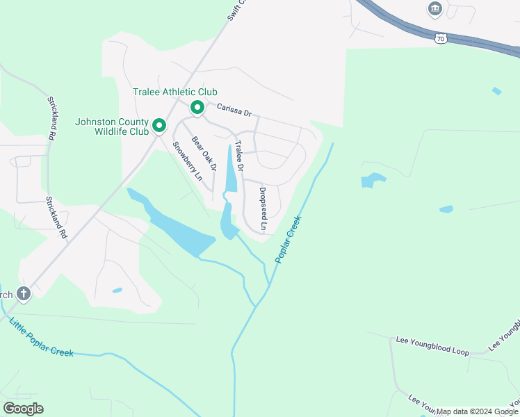 map of restaurants, bars, coffee shops, grocery stores, and more near 77 Dropseed Lane in Smithfield