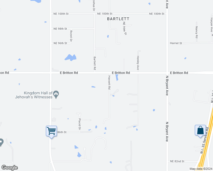 map of restaurants, bars, coffee shops, grocery stores, and more near 9101 Hassett Road in Oklahoma City