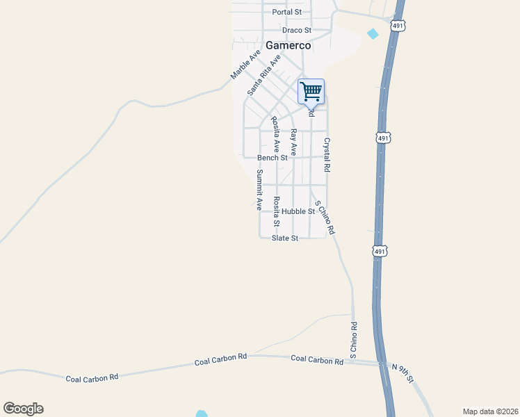 map of restaurants, bars, coffee shops, grocery stores, and more near Hubble Street in Gallup