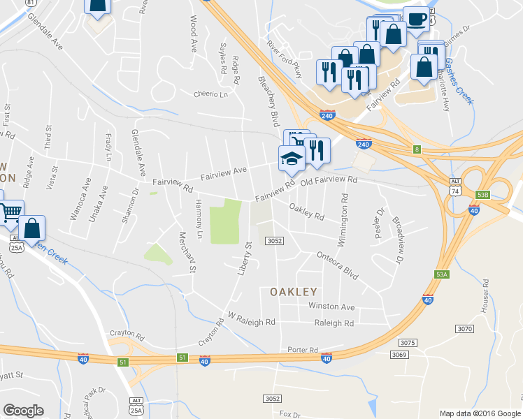 map of restaurants, bars, coffee shops, grocery stores, and more near 753 Fairview Road in Asheville
