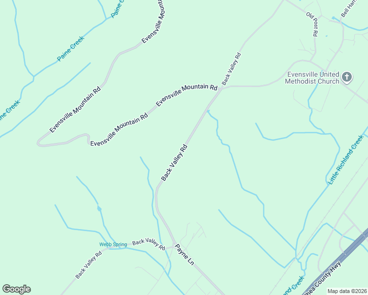 map of restaurants, bars, coffee shops, grocery stores, and more near 6420 Back Valley Road in Evensville