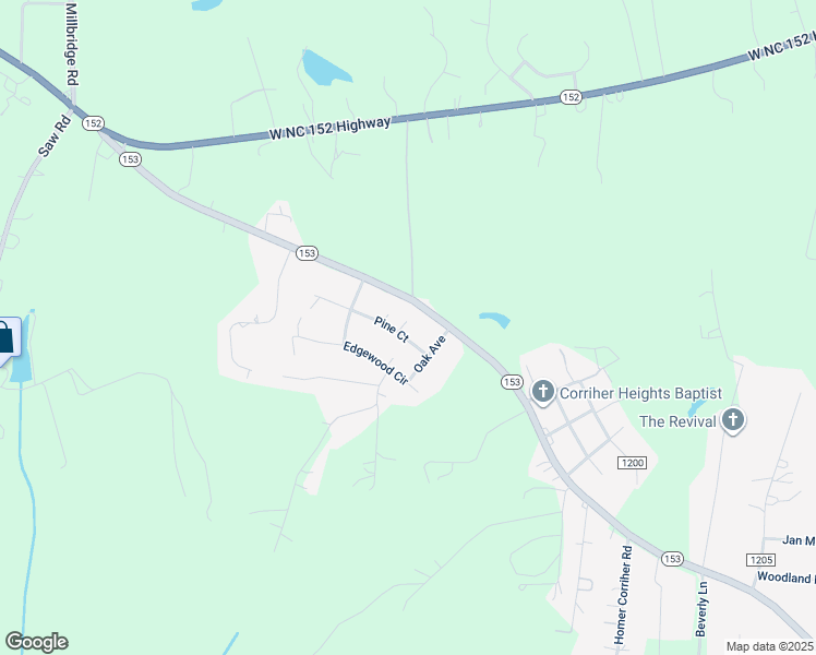 map of restaurants, bars, coffee shops, grocery stores, and more near 105 Pine Court in China Grove