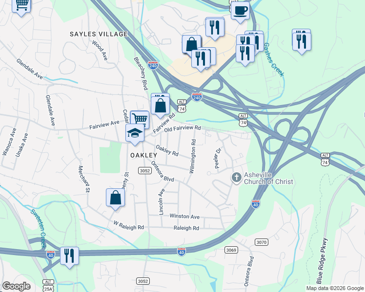 map of restaurants, bars, coffee shops, grocery stores, and more near 21 Hilldale Road in Asheville