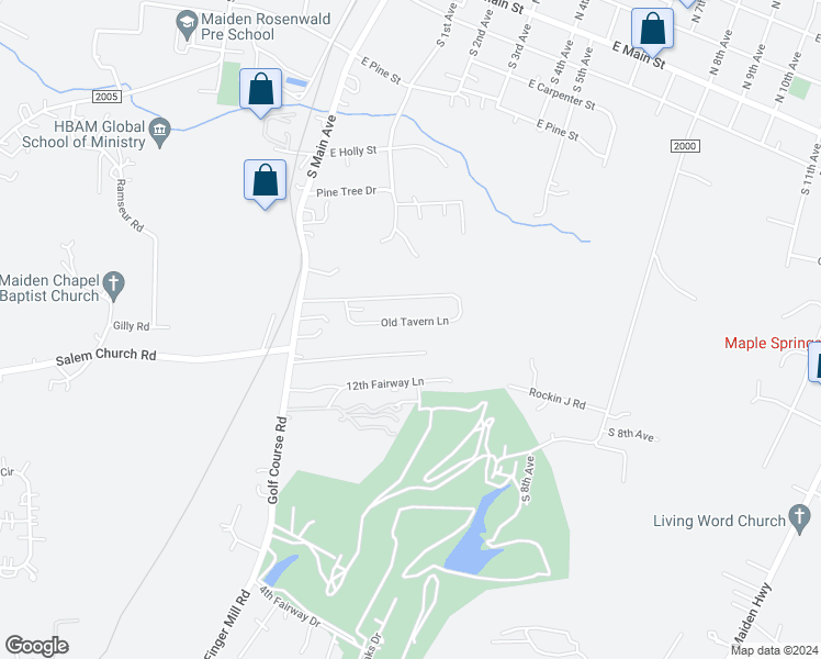 map of restaurants, bars, coffee shops, grocery stores, and more near 228-304 Old Tavern Ln in Maiden