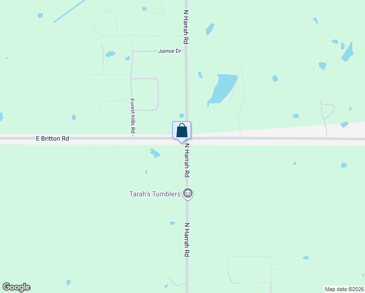 map of restaurants, bars, coffee shops, grocery stores, and more near 20950 East Britton Road in Harrah