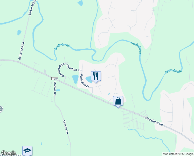 map of restaurants, bars, coffee shops, grocery stores, and more near 73 Brindley Circle in Clayton