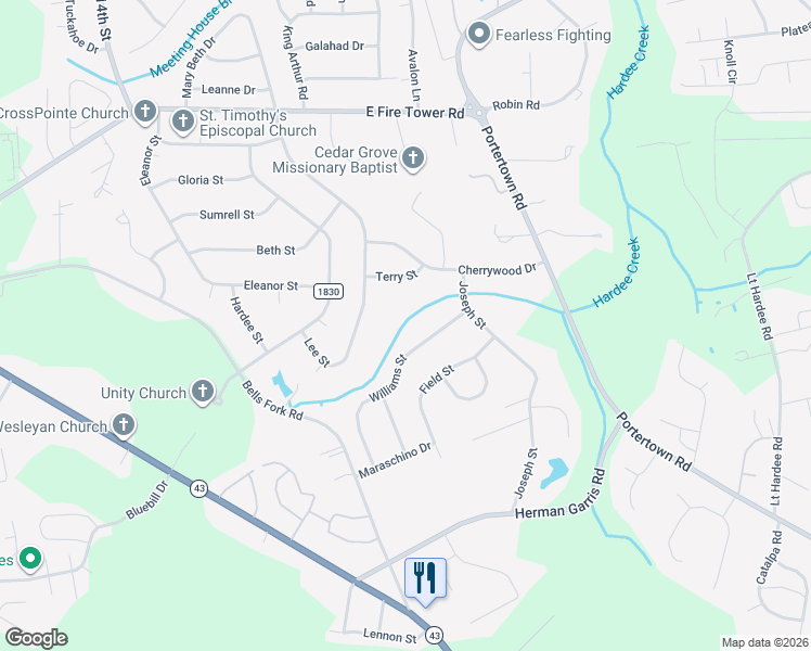 map of restaurants, bars, coffee shops, grocery stores, and more near 200 Williams Street in Greenville