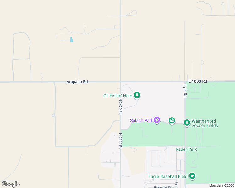 map of restaurants, bars, coffee shops, grocery stores, and more near 10005 Lark Road in Weatherford
