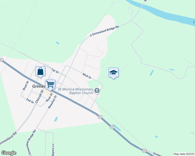 map of restaurants, bars, coffee shops, grocery stores, and more near 4809 School Rd in Grimesland