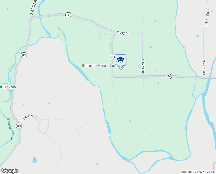 map of restaurants, bars, coffee shops, grocery stores, and more near 475872 Oklahoma 101 in Muldrow