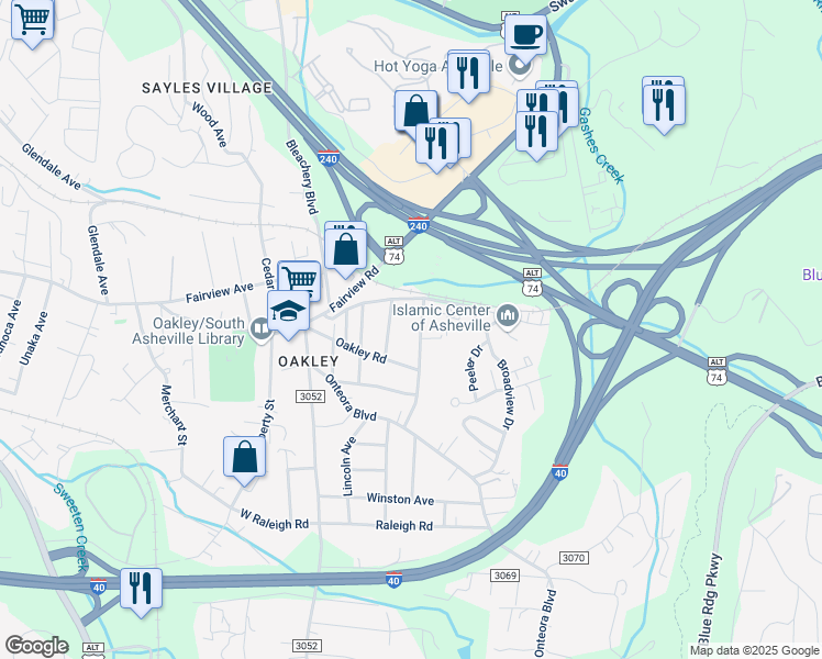 map of restaurants, bars, coffee shops, grocery stores, and more near 29 Wilmington Road in Asheville