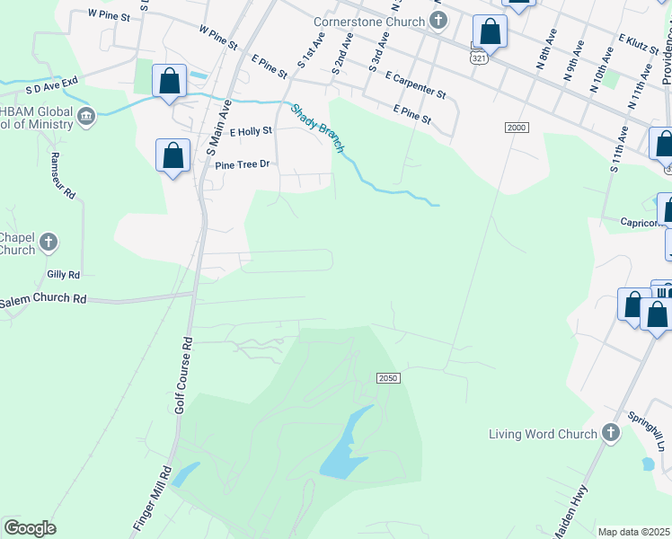 map of restaurants, bars, coffee shops, grocery stores, and more near 301 Old Tavern Lane in Maiden